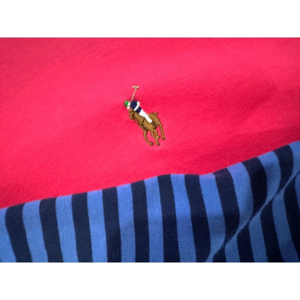 Lot 2 Polo Ralph Lauren Pima Soft Touch Polo XXL Pink Blue Striped‎ Golf Shirts